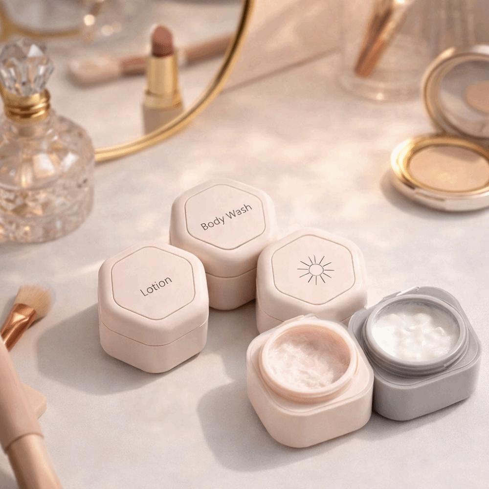 3PCS Hexagonal Magnetic Cream Lotion Box Face Cream Sunscreen Organizer Pills Container