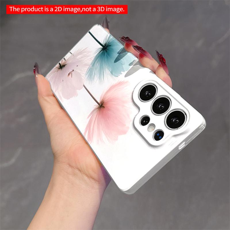 2DFlat Samsung Phone Case Pastel Feathery Flowers Phone Case Applicable To Galaxy S22 S23 S24 S25ULTRA S26 A12 A13 A14 A15 A16