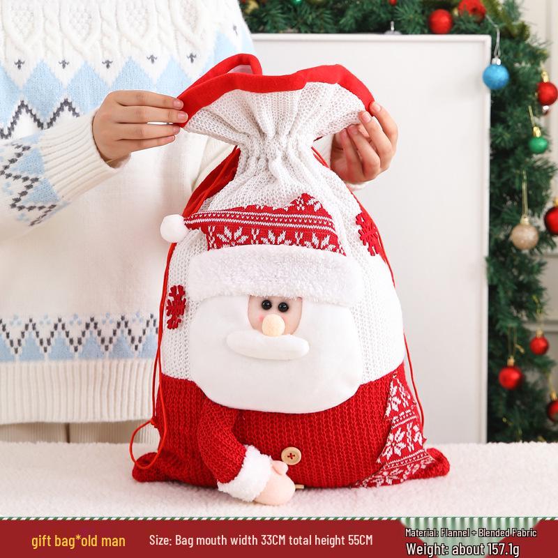 Large Santa Claus Christmas Eve Gift Bag with Pocket for Decorations