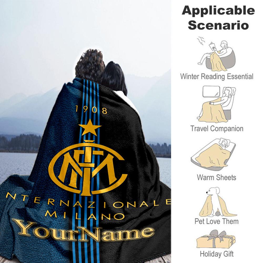 Inter Milan Personalized Text Blanket Gift Customizable Blanket Durable Comfort Perfect for Bedding Office Chair Chair Picnics for All Occasions