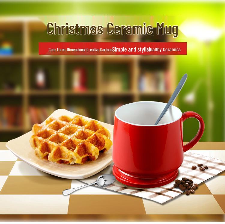 Christmas Cute Animal Cartoon Ceramic Coffee Mug Set