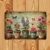 Vintage Garden Pots Metal Sign Retro Cafe Wall Decor Tin Poster