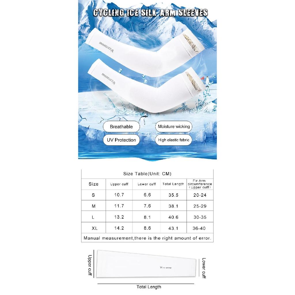 WEST BIKING Ice Silk Arm Sleeves UPF 50+ Sun Protection Moisture-Wicking Breathable Bicycle Sleeves Cycling Running Fishing Gear