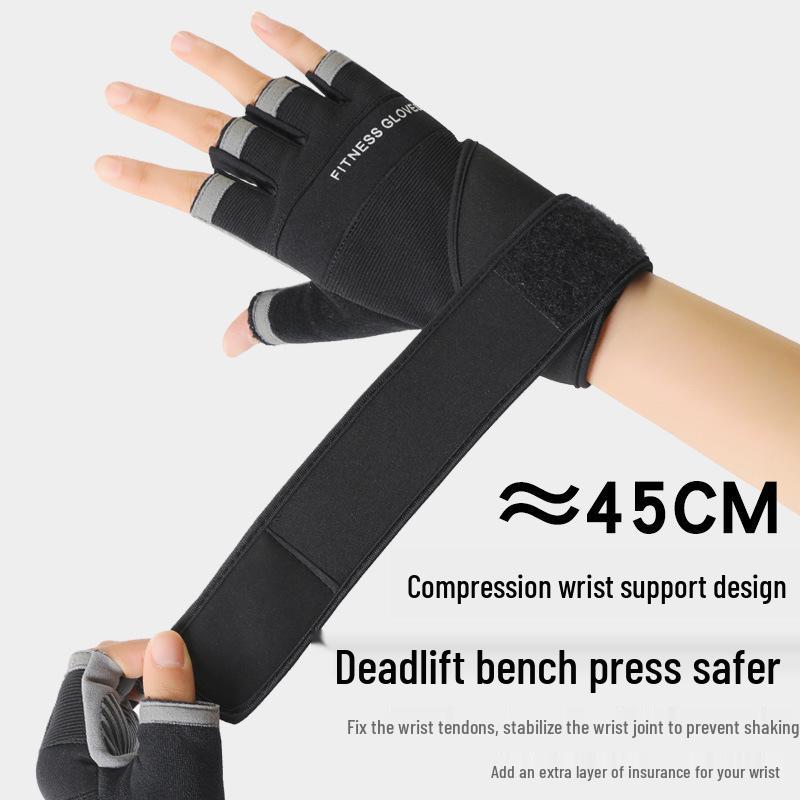 Summer Breathable Non-Slip Half-Finger Weightlifting Gloves with Extended Wrist Support