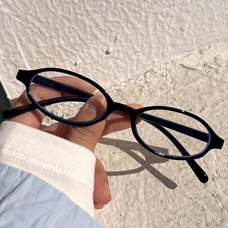 Damen Y2K Retro Ovale Brille Kleiner Rahmen Brillen Blaulichtfilter Brille Damen Computer Lese Optische Brille