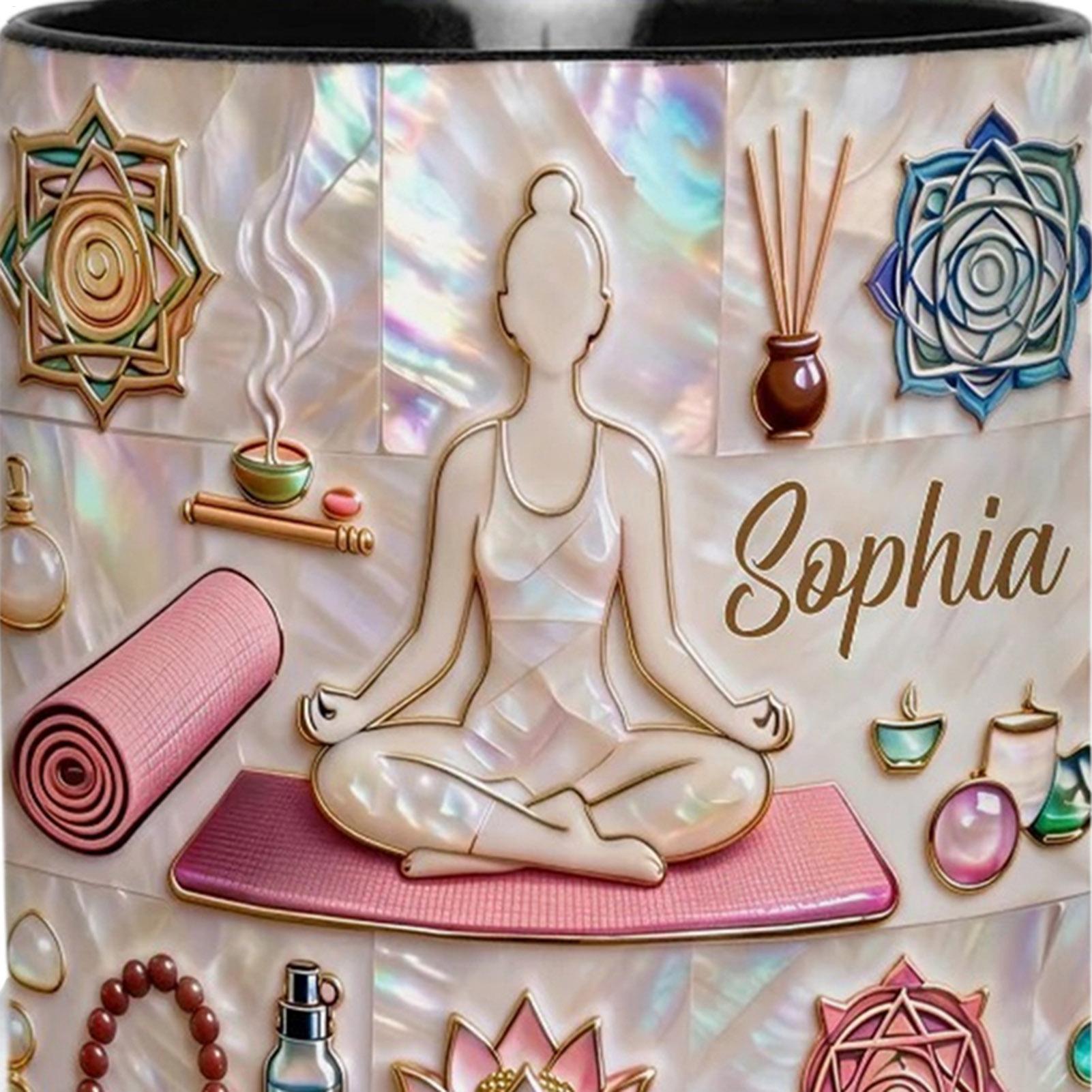 

Mindfulness Coffee Cup 330ml Inspirational Ceramic Yoga Novelty Cup Coffee Travel Mug For Cold Weather Picnic Outdoor Campfire A