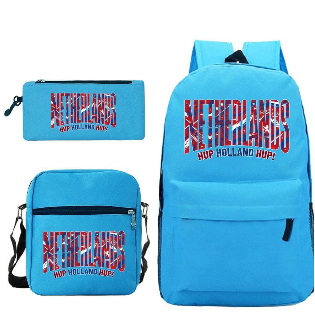 Vintage "Netherlands Hup Holland Hup" 3 In 1 Backpack Shoulder Bag Pencil Case Women Men Student Fashion Football Lover Bagpack