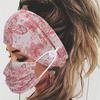 Adult Dust Mask Button Hairband Set Printed Facemask Headbands For Workout Yoga 2Pcs