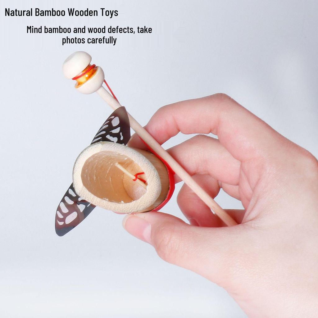 Handmade Bamboo Cicada and Dragonfly Rattle Toys for Kids