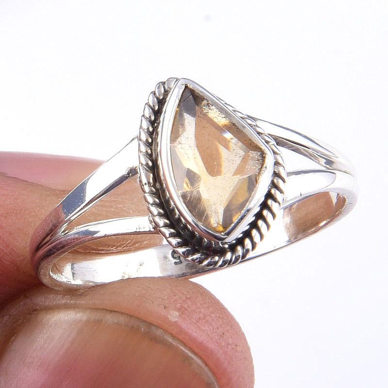 

Natural Citrine Gemstone Handmade 925 Solid Sterling Silver Ring Size 8 s7n77