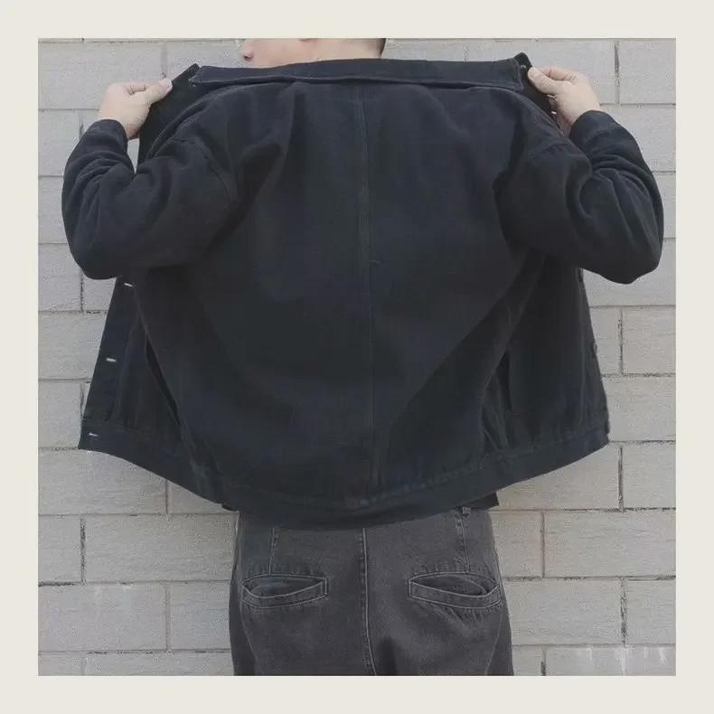 Men's Solid Color Casual Long Sleeve Lapel Jacket - Autumn Fashion, Loose Fit, Youthful Style, Single Breasted.