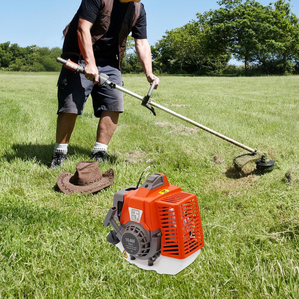 63CC High Performance 2-Stroke Gasoline Power Engine, Red, Hand Pull Start, Air Cooled Single Cylinder, Powerful & Reliable