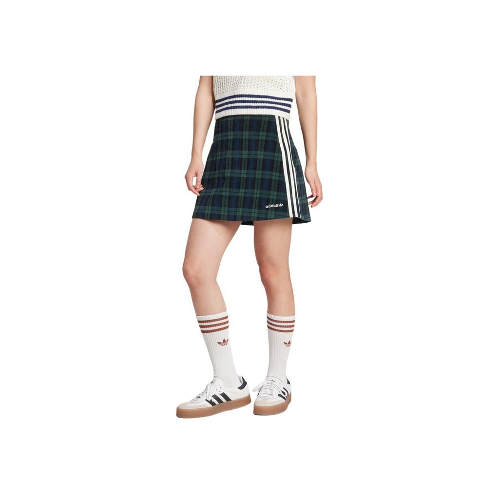 Adidas Originals Spódnica Sztruksowa w Kratę Spódnice Damskie Ciemnozielona IX1038