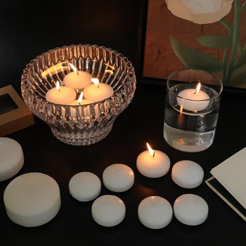 White Floating Candle, Unscented SoyWax Waterproof Tealights for Pool, Spa, Bathtub Decoration, 3.5-4 Hour Burn Time