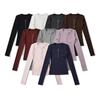 Women's Spicy American Button-Down Stand-Up Collar Faux Cashmere Slim Fit Base Layer Long Sleeve Top for Fall/Winter
