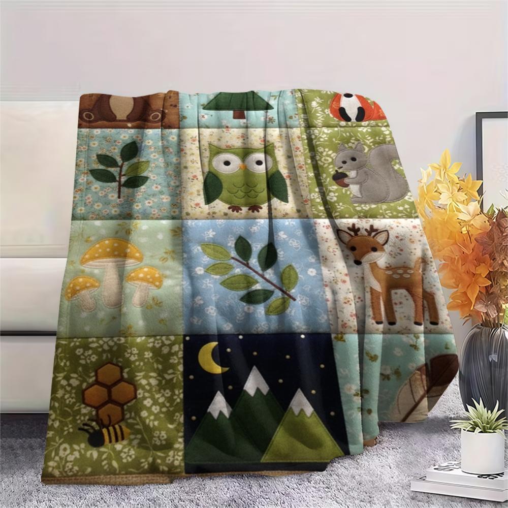 1Pc Animal Collage Print Flannel Blanket, High quality Comfortable for All Seasons, Home Decor, Warmth and Comfort, Perfect for Christmas Gifts 32
