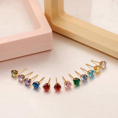 Dezember Birthstone Runde Ohrringe Temperament Einfache Farbe Zirkon Edelstahl Ohrringe
