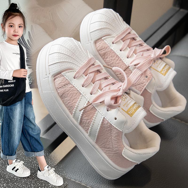 Girls shell head white shoes children 2025 new spring and autumn middle and older children's casual board shoes