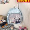 Y2K Emoji Cat Ita Backpack Cute Girls Transparent Rucksack Large Capacity Student DIY Display School Bag Fashion Travel Knapsack
