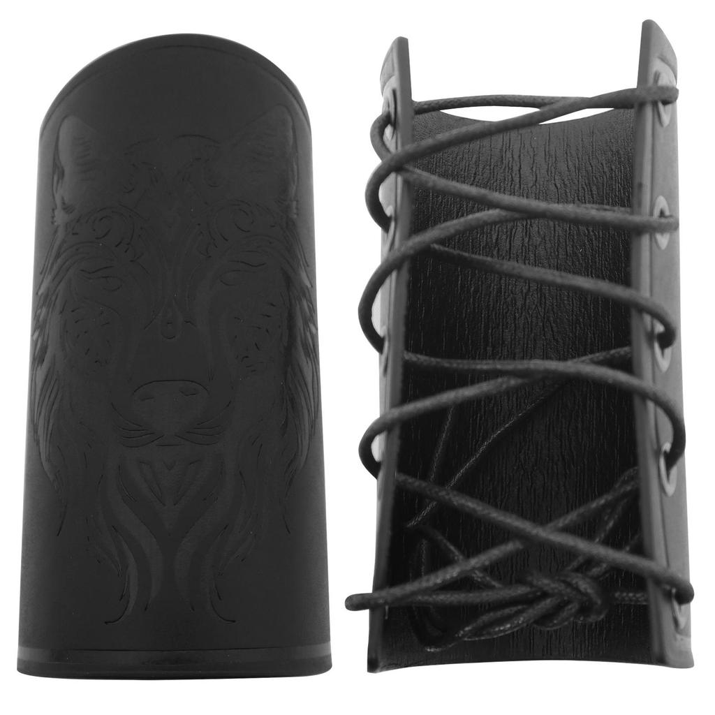 Medieval Knight Embossed Viking-Style Bracer with Adjustable O-Ring Belt for Cosplay