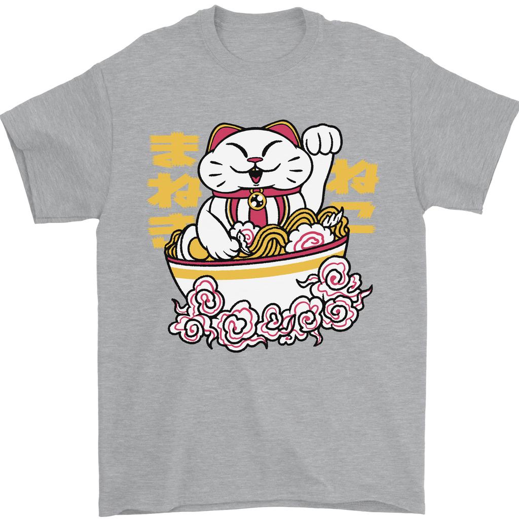 Ramen Lucky Cat Mens T-Shirt 100% Cotton