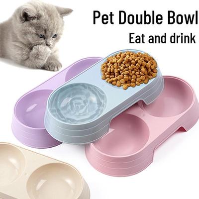 Bol Macaron Double Chien & Chat - Bassine Épaisse, Anti-Débordement, Facile à Nettoyer pour Animaux