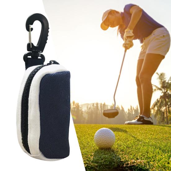 Golf Ball Pouch Compact Zipper Golf Accessory Portable Polyester Mini Bag for Sporting