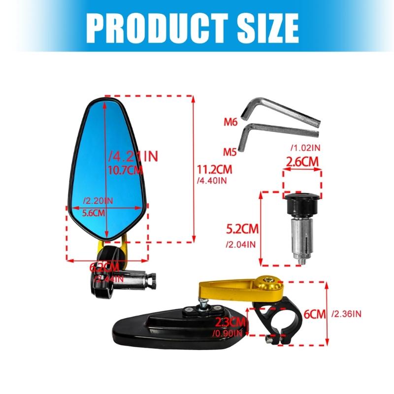 Motorcycle Rearview Mirror Wide Angle View Anti Shake Design Improved Safety For Commuting And Tourings
