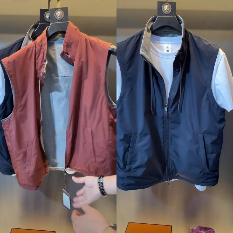 Mens Reversible Lightweight Vest Italian Style Fashion Casual Slim Fit Sleeveless Jacket