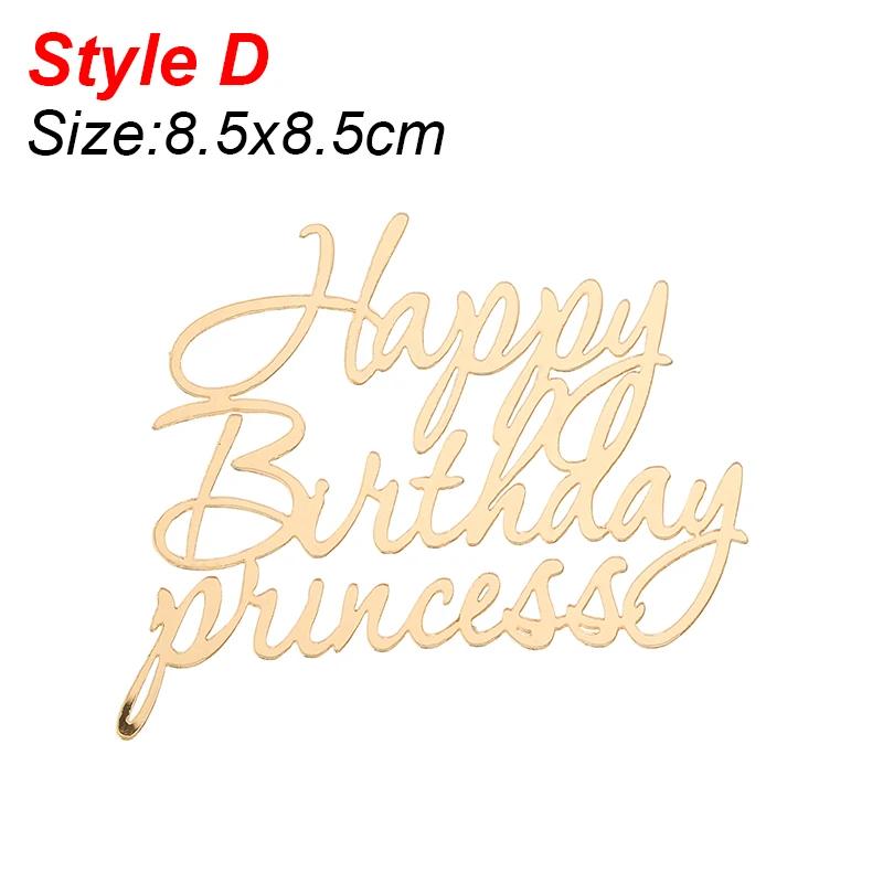 Acrylic Cake Topper Queen Princess Happy Birthday Cake Toppers Ornament For Home Birthday Party Baby Shower Decoration Supplies