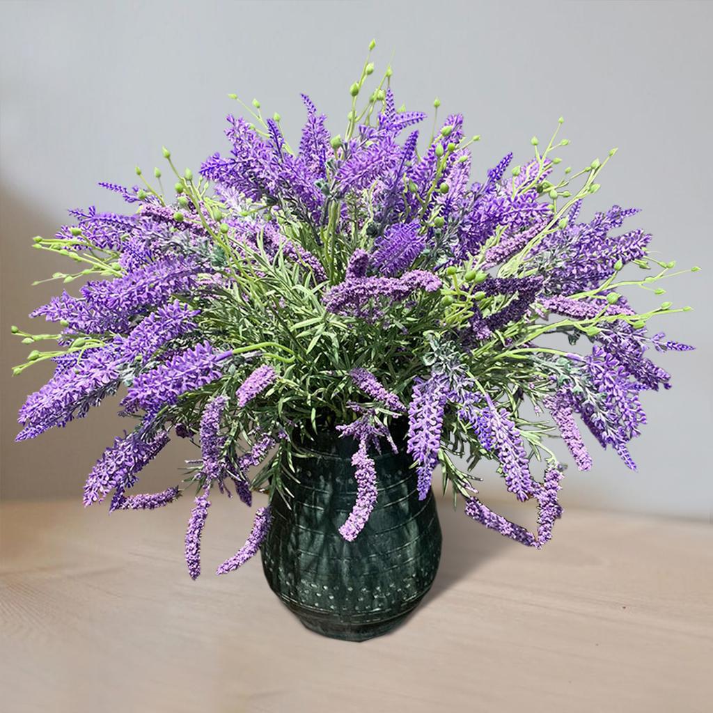 3pcs Artificial Lavender Flower Plant Purple 15.7in Realistic Faux Lavender Stems for Home Desks Tables Decor