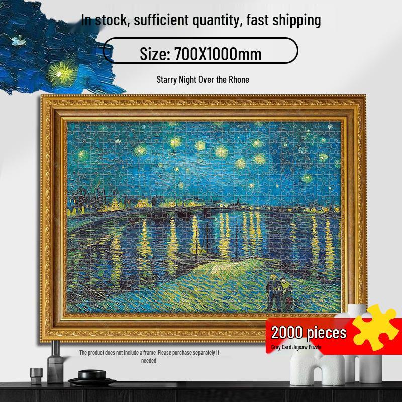 Van Gogh Starry Night 2000-Piece Jigsaw Puzzle, Extra Large, Decorative & Educational for Adults.