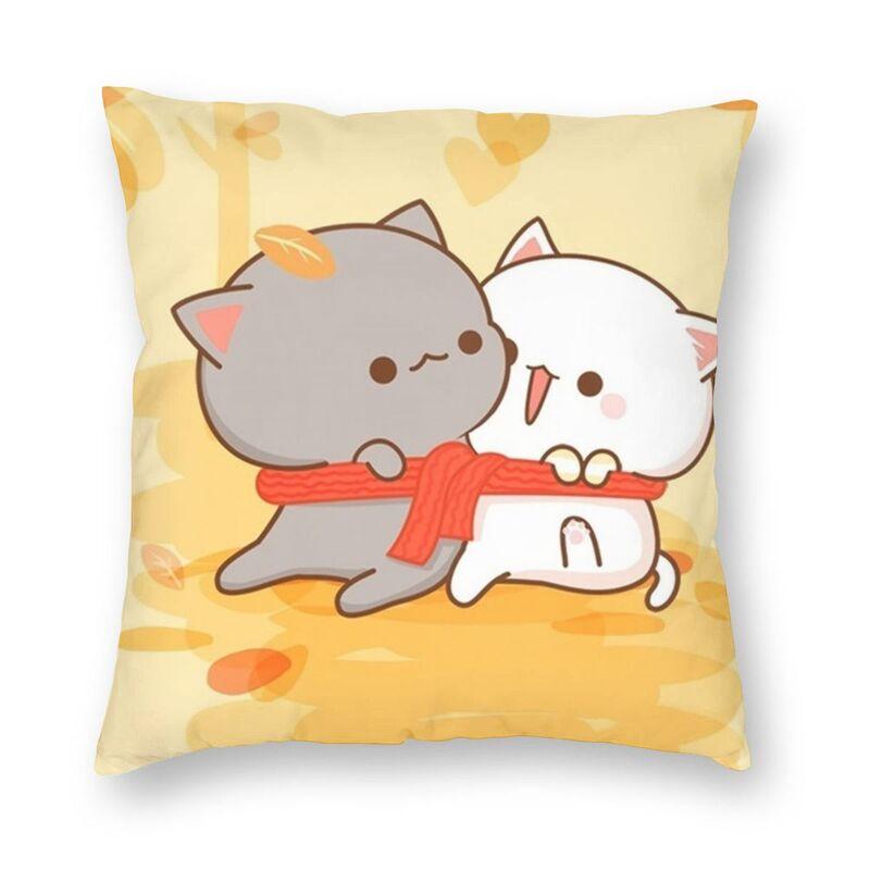 45x45cm Cartoon Cute Peach Blossom Cat Series Pillowcase Living Room Sofa Office Seat Soft Cushion Cover Home Decoration
