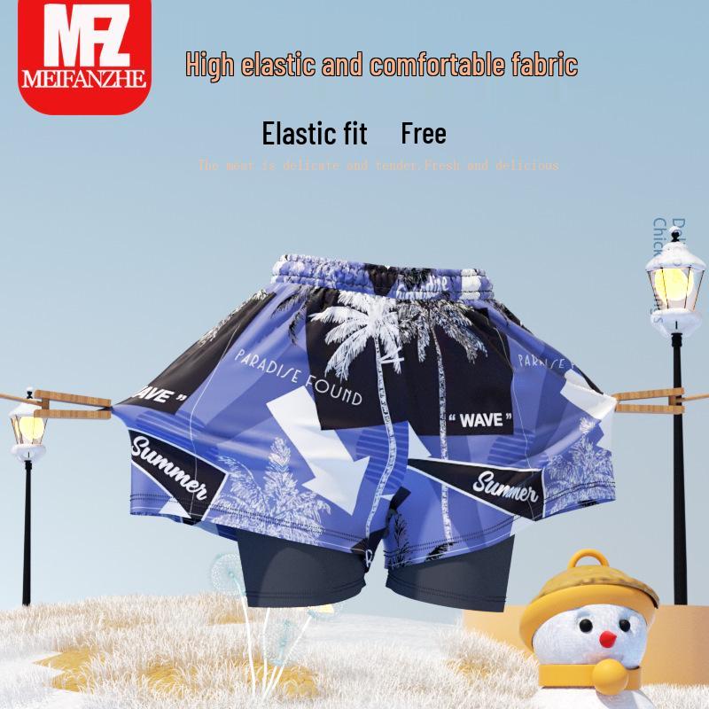 Professionelle Schnelltrocknende Jungen-Badehose: Doppellagiges Anti-Peinlichkeits-Set für mittlere und große Kinder