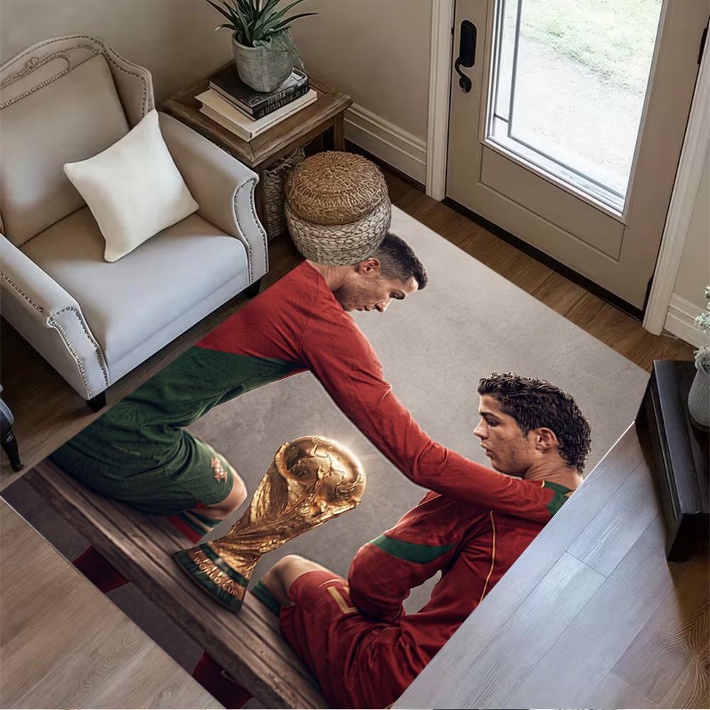 Cristiano Ronaldo Soccer Action Floor Mat Suitable for Dormitory Dining Room Living Rooms Study Room Anti-slip Rug Office Home Decor Best for Christma
