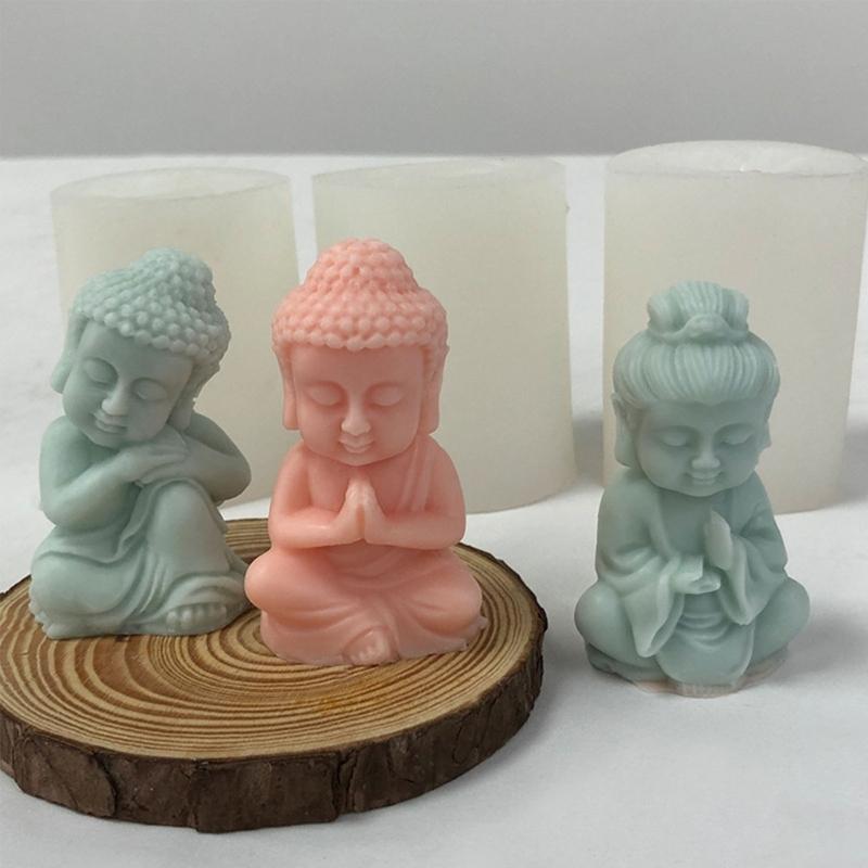 Buddhas Monk Shape Silicone Molds DIY Epoxy Resin Molds Table Ornament Mould Candle Plasters Making Tool Easy-to Clean