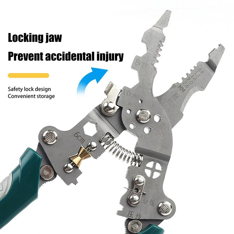 1Pcs Multifunctional Foldable Wire Stripper Crimper Cable Cutter Pliers Electrician Cable Cutting Wiring Pulling Stripping Tools