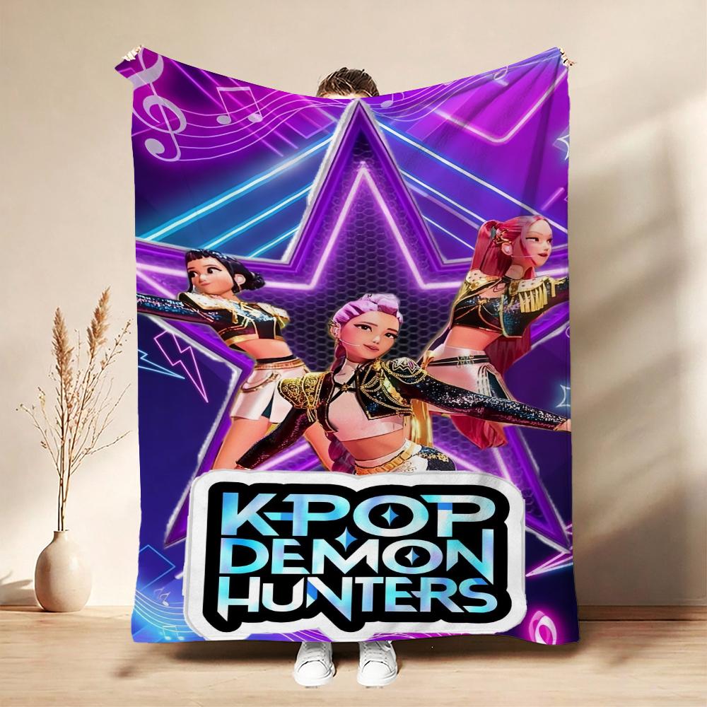 Kpop Demon Hunters Music Show Cartoon Anime Blanket Ultra Soft Throw Blanket For Bedroom Sofa Bed Party Decor New Year Gift