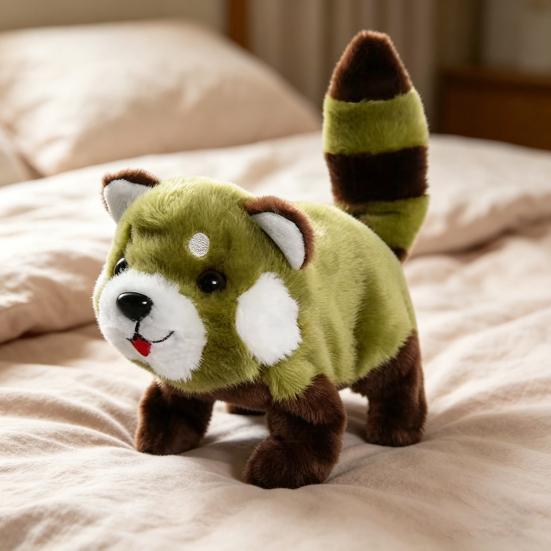 Electric Plush Red Panda Toy Interactive Walking Tail Wagging Raccoon Doll Handmade Toddlers Educational Simulation Stuffed Animal Toy