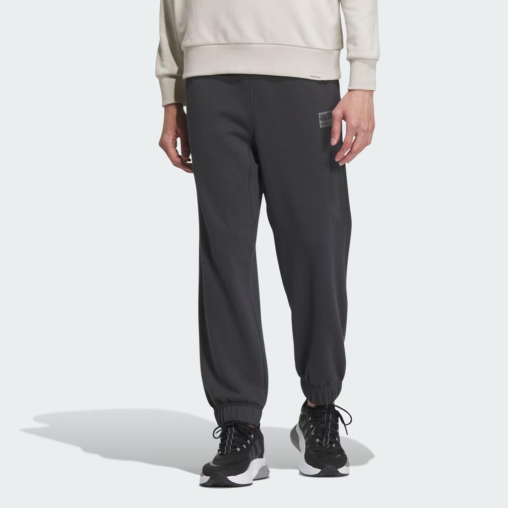 Adidas Verbiage Logo Cuffed Knit Track Pants Men Bottoms Carbon-Black IS7424