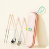 Cartoon Pattern Chopsticks Three-piece Set Stainless Steel Fork Dining Utensils Kit  Outdoor Dining