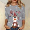3/4 Sleeve Shirts For Women Print Christmas Tees Blouses Casual Plus Size Basic Tops Pullover