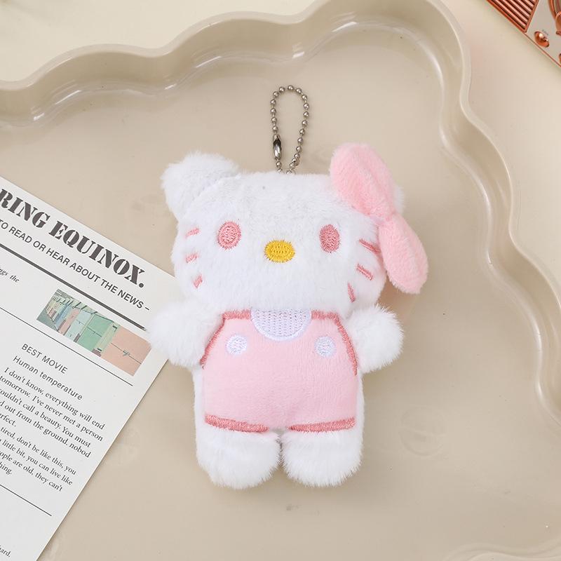 Portachiavi Ciondolo Peluche Gatto Cartone Animato con Catena di Perline Sonagliante