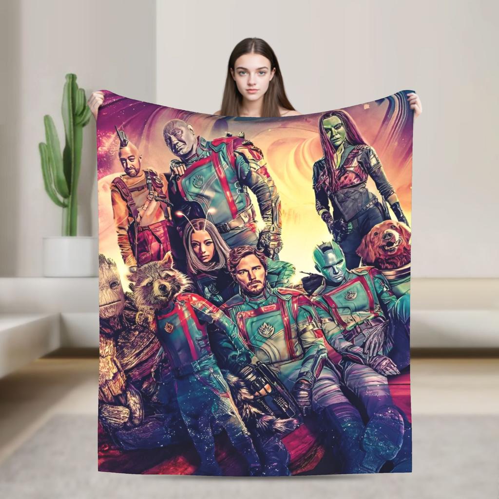 Strážci Galaxie Groot Flanelová Přehozová Deka Rocket Raccoon na Postel Pletená Deka Venkovní Tenká Přenosná Prošívaná Deka