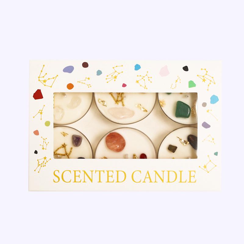 Twelve Constellations Crystal Aromatherapy Candles – Handmade Wax Festival Gift, Bestseller 30g*6