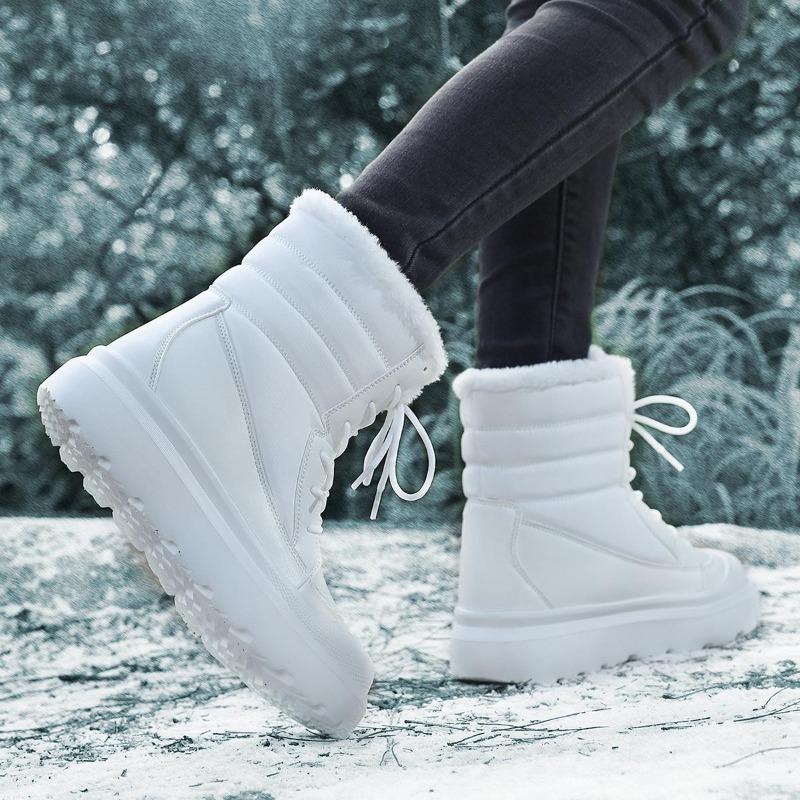TUINANLE Stivali da Neve Antiscivolo da Donna Stivaletti Invernali alla Caviglia in Peluche Spesso Donna con Plateau Tengono Caldo Scarpe Imbottite in Cotone