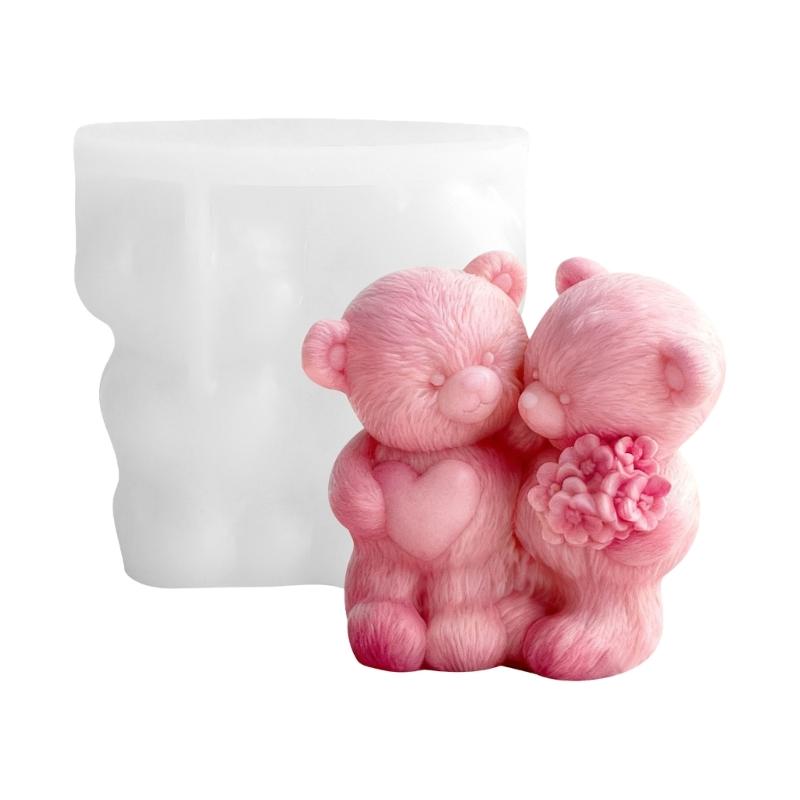 Couple Bear Silicone Soap Mold For DIY Valentines Gift Mould