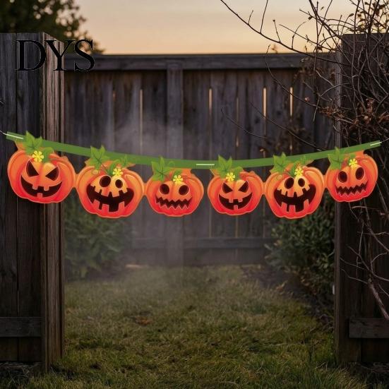 Store Event Decorations Halloween Pumpkin Banner ,Spooky Hanging Garland, Happy Festive Flag Party Decoration for Porch Fence, Photo Setting Backdrop