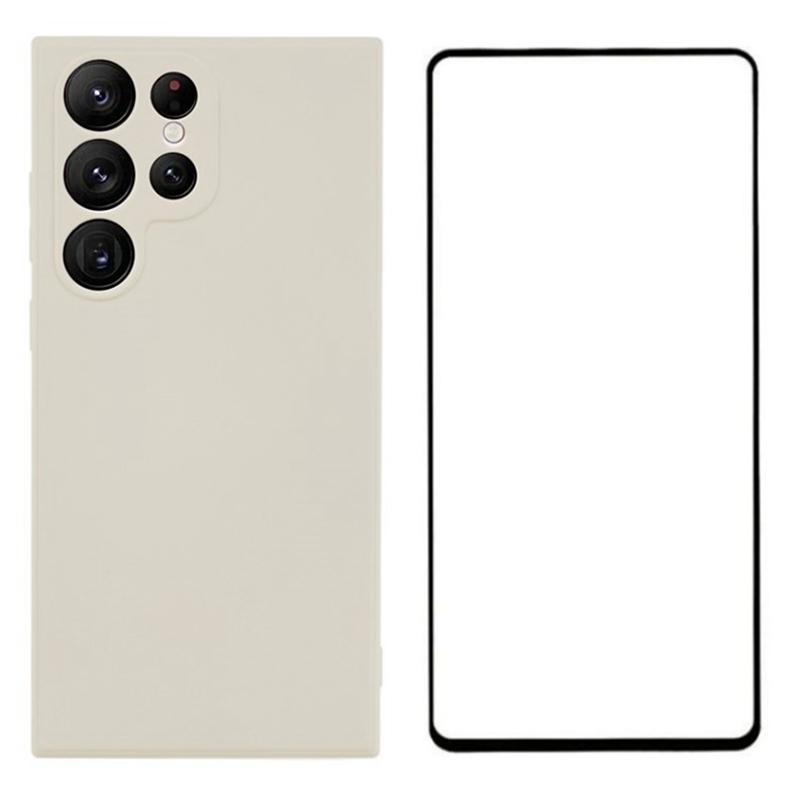 

For Samsung Galaxy S23 Ultra Case with Screen Protector Soft TPU Phone Cover White