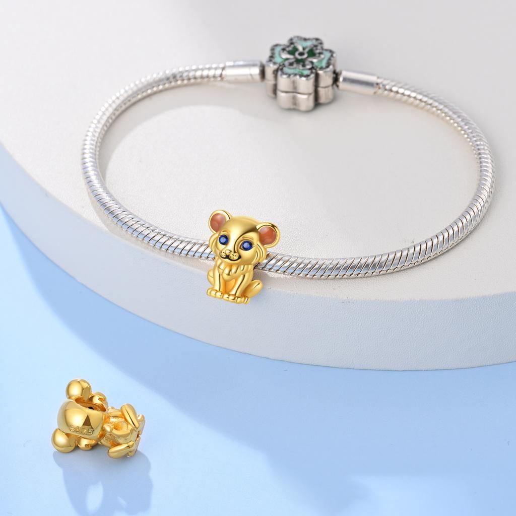 Charms Original Copper Golden Lion Beads Fit Bracelet Diy Fine Gift Women Delicate Jewelry Accessory